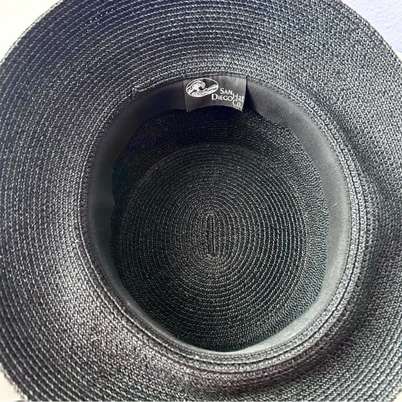 San Diego Hat Company Black/ Dark Grey Women’s Braided Sun Hat, 3-Inch Brim - Picture 9 of 9